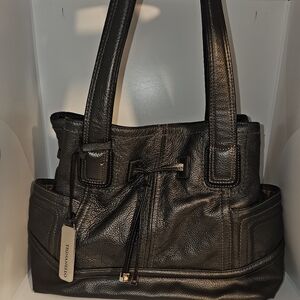 Tignanello Slate Grey Leather Shoulder Bag